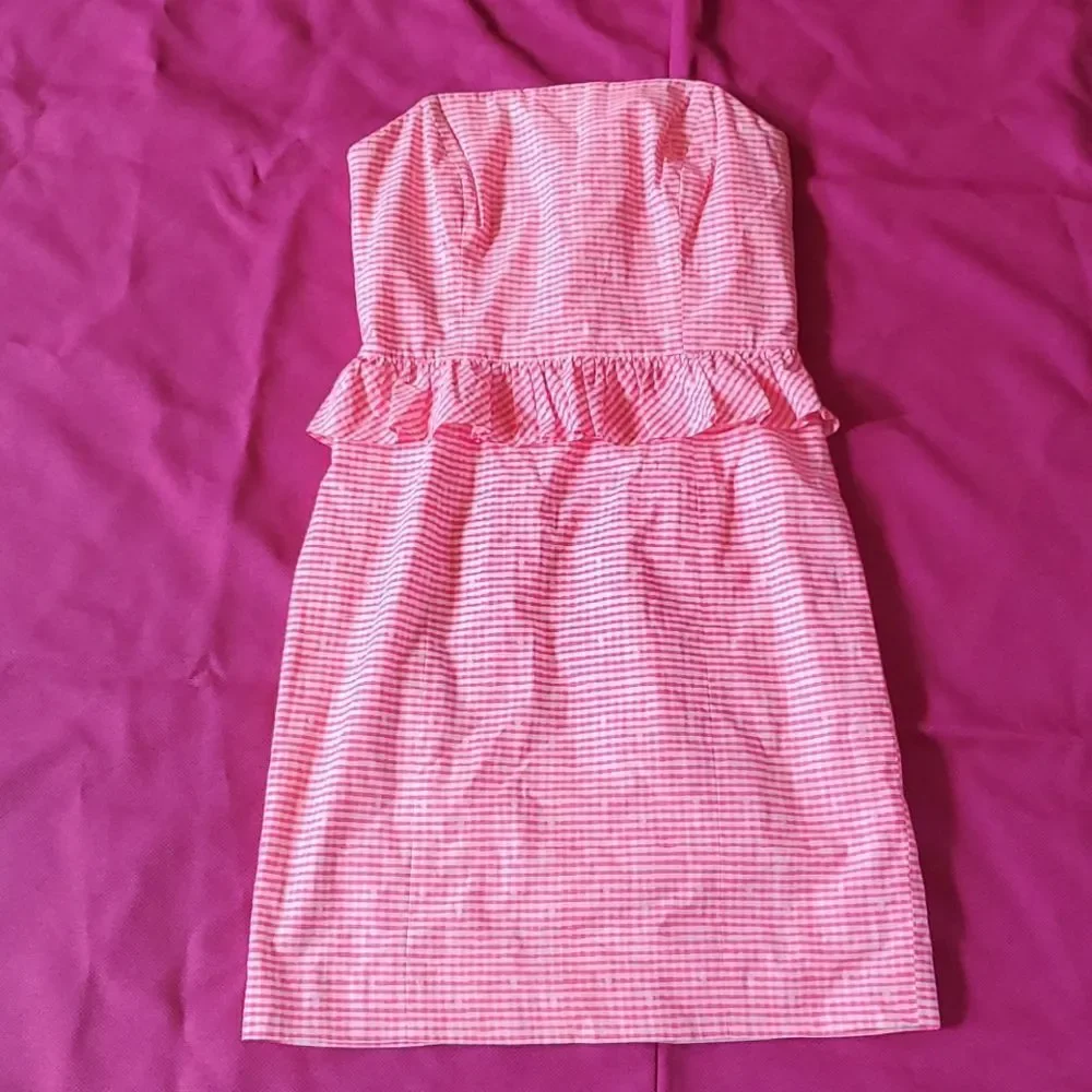 LILLY PULITZER Strapless Peplum Dress - Size 4 - Picture 3 of 9